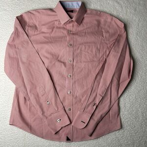 UNTUCKit Mens Shirt Small Houndstooth Red Salmon Long Sleeve Preppy Classic